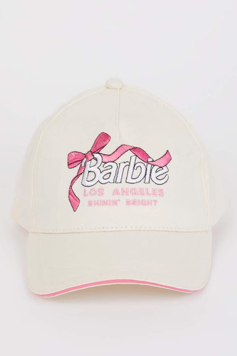 Girl Barbie Embroidered Cotton Cap - -