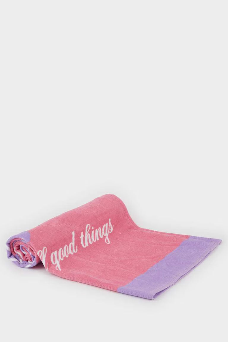 Girl Slogan Printed Cotton Towel - -