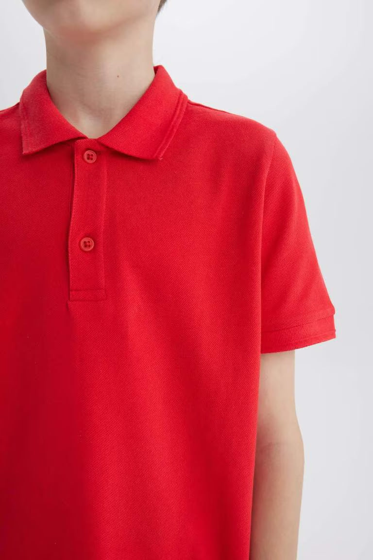 Boy Pique Short Sleeve Polo T-Shirt - -