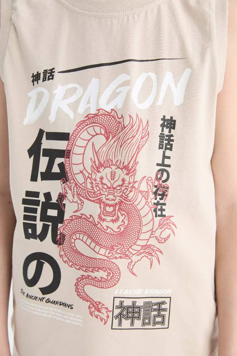 Boy Crew Neck Printed Tank Top - -