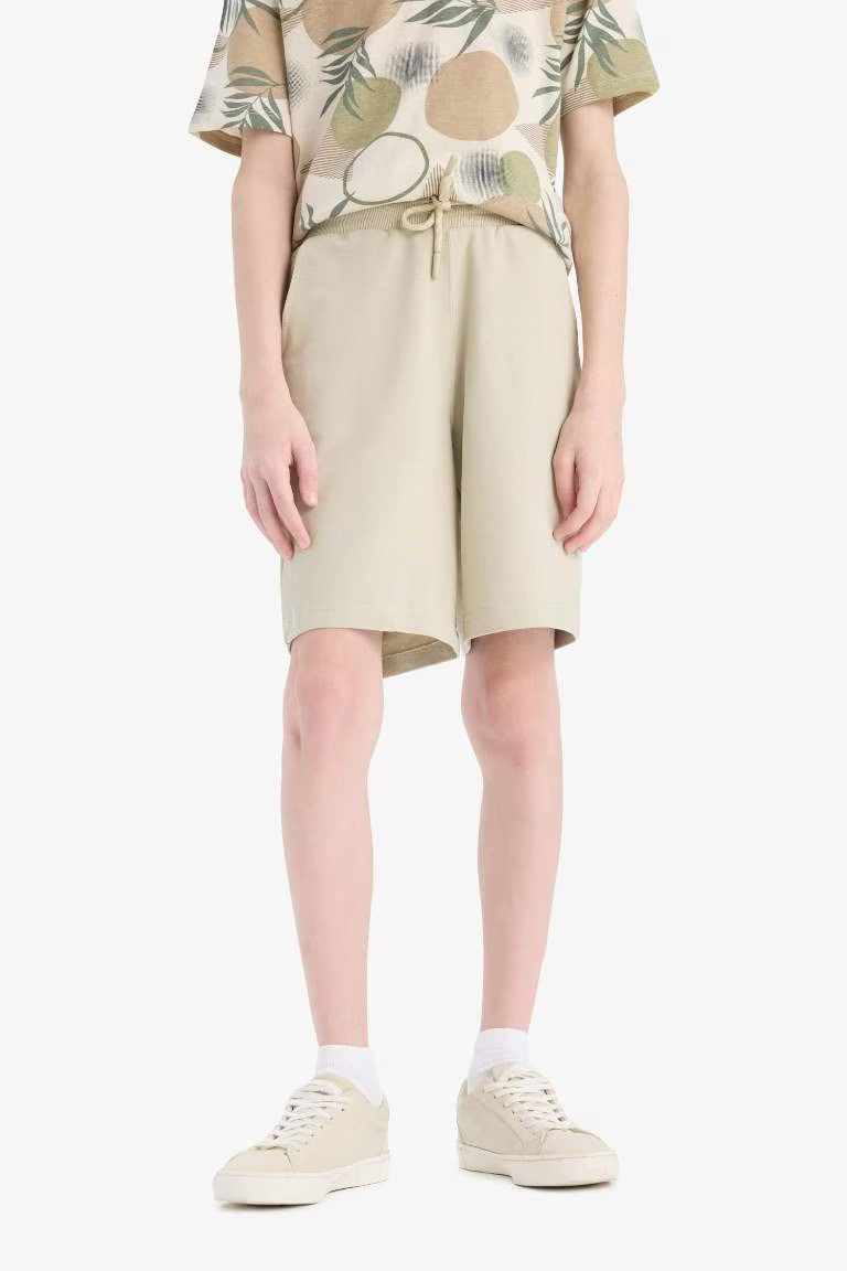 Boy Regular Fit Sweatshirt Fabric Shorts - - Light Khaki