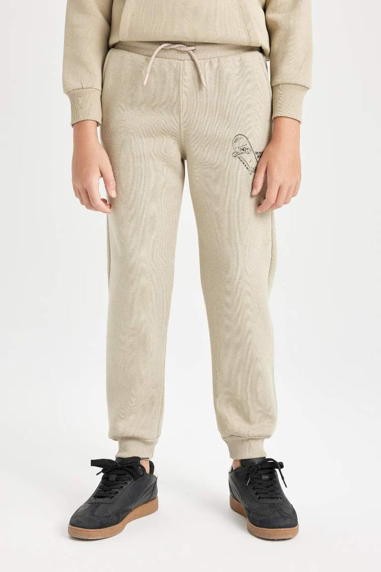 Boy Printed Elastic Leg Thick Jogger Sweatpants - -