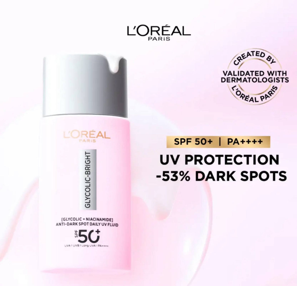 L'Oréal Paris Glycolic Bright Anti-Dark Spot Daily UV Fluid SPF 50+ - -