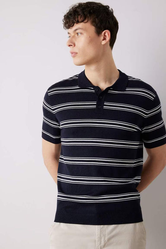 Regular Fit Polo Collar Knitwear Polo T-Shirt - - Navy