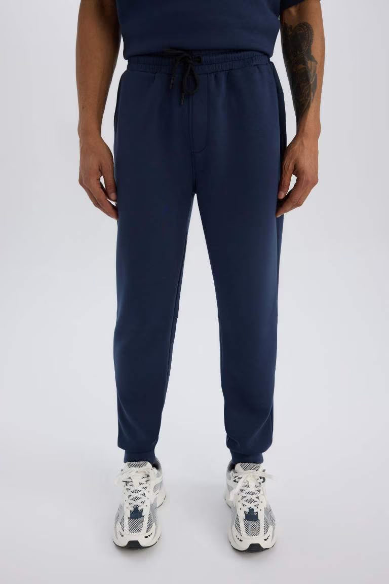 DeFactoFit Standard Fit Scuba Diver Fabric Jogger Sweatpants - - Navy