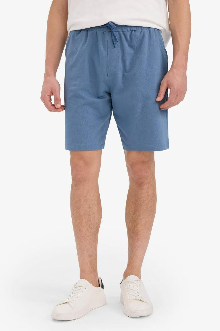 Slim Fit Thin Sweatshirt Fabric Shorts - - Campus Blue