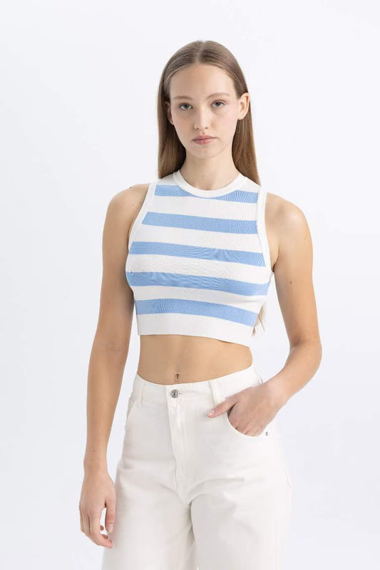 Loose Fit Knitwear Look Tank Top - -