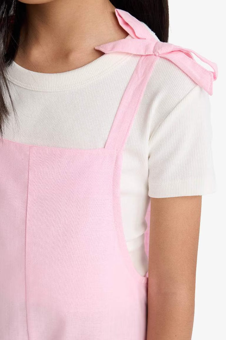 Girl Viscose Suspender Jumpsuit - -