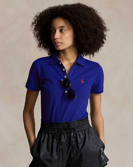 Slim Fit Stretch Polo Shirt - - Royal blue