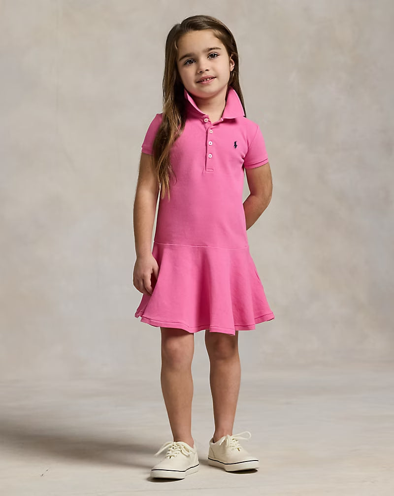 Stretch Mesh Polo Dress 2-6 - - Pink