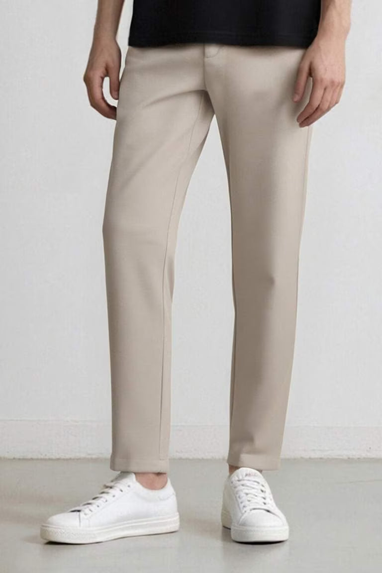 Basic Straight Leg Summer Fabric Joggers - - Sand
