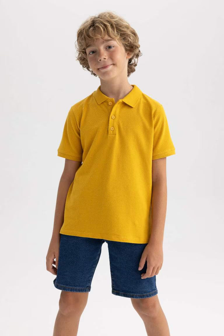Regular Fit Short Sleeve Polo T-Shirt - - Yellow
