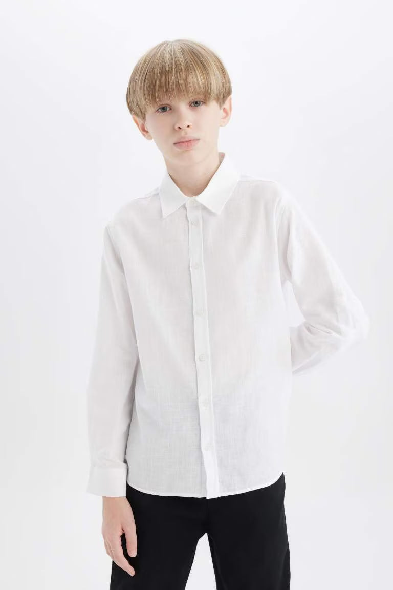 Boy Regular Fit Linen Look Shirt - -