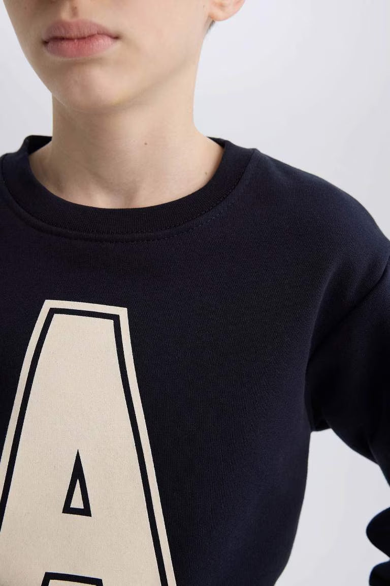 Boy Crew Neck Printed Sweatshirt - -