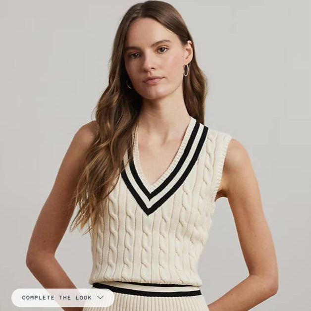 Cable-Knit Cotton Cricket Sweater vest - -