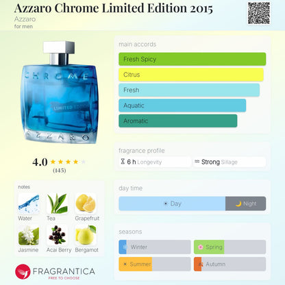 AZZARO Chrome Eau de Toilette Summer Cologne For men - -
