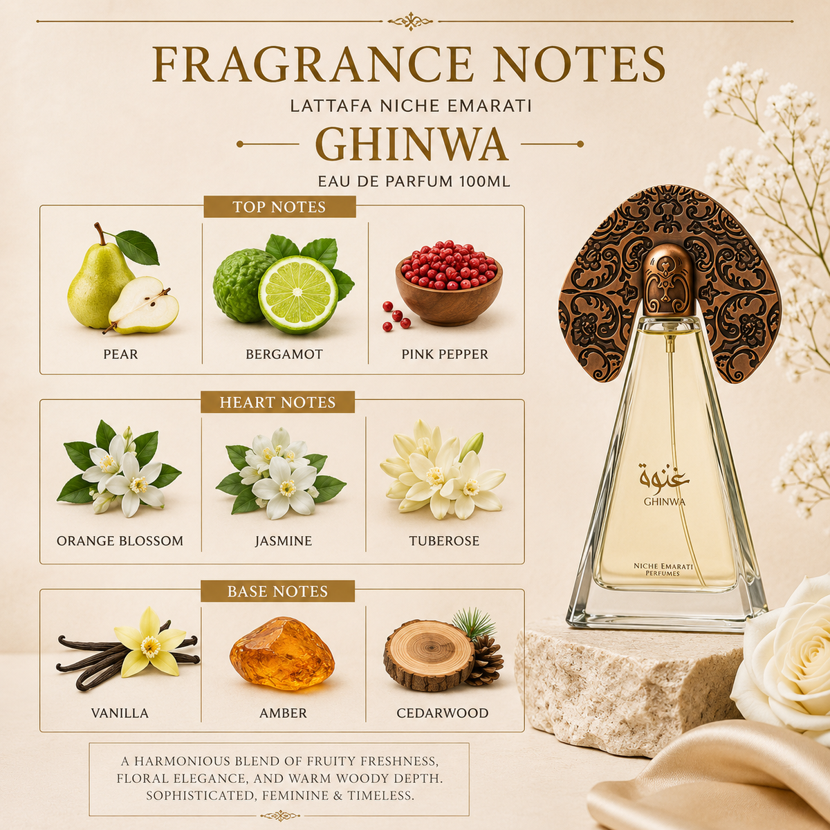 LATTAFA NICHE EMARATI Ghinwa Eau De Parfum 100ml - -