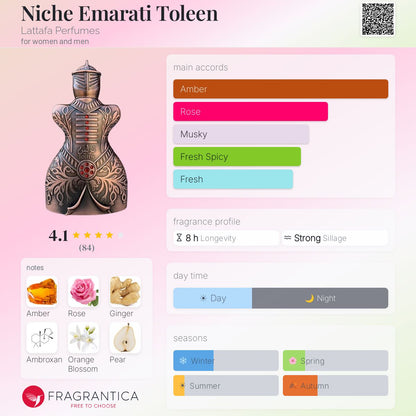 LATTAFA Niche Emarati Toleen Eau De Parfum 80ml - -