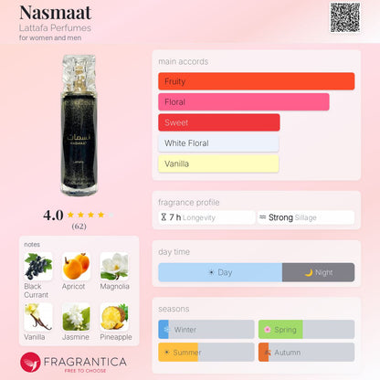 LATTAFA Nasmaat Eau De Parfum 100ml - -
