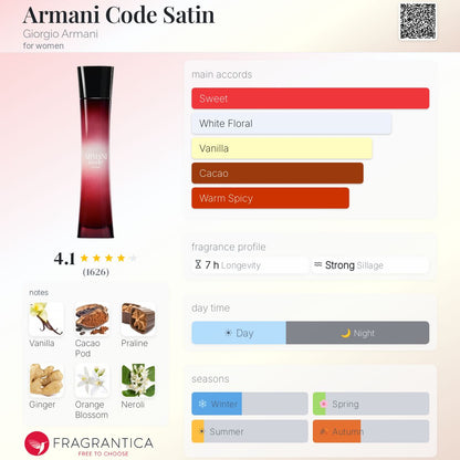 GIORGIO ARMANI CODE SATIN EAU DE PARFUM 75 ml - -