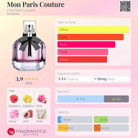 YVES SAINT LAURENT MON PARIS COUTURE EAU DE PARFUM 90 ml - -
