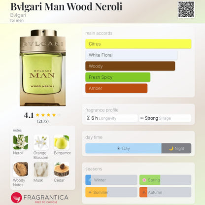 BVLGARI BVLGARIMAN WOOD NEROLI EAU DE PARFUM 100ml - -
