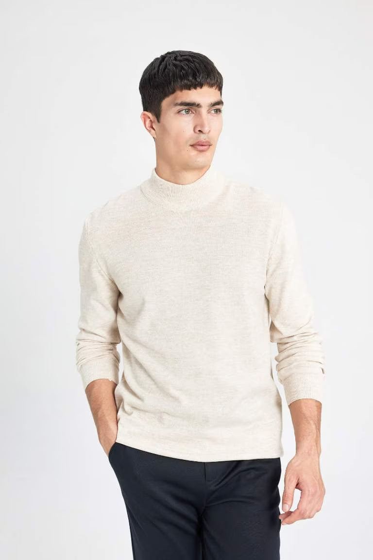 Slim Fit Pullover - - Beige