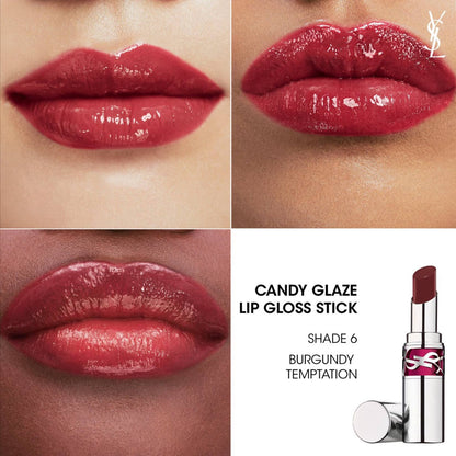 YVES SAINT LAURENT Rouge Volupté Candy Glaze Lip Gloss Stick - - 6 Burgundy Temptation