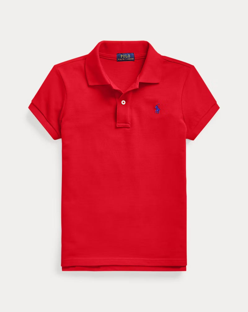 Cotton Mesh Polo Shirt 7-16 - - Red