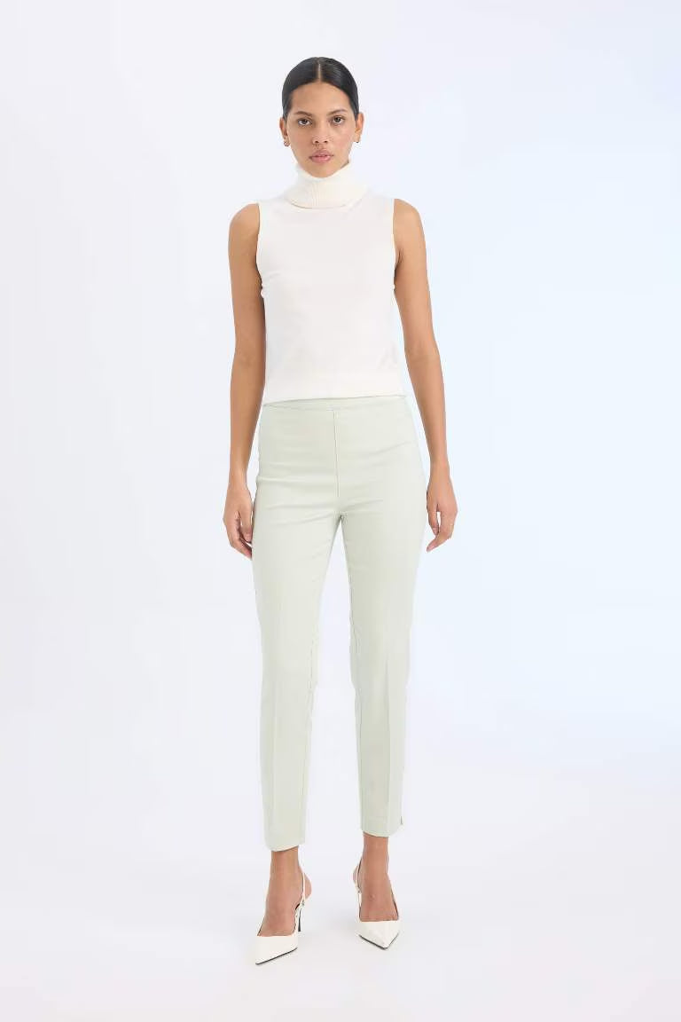 Valentina Sigaret Normal Waist Straight Leg Satin Trousers - - mint green