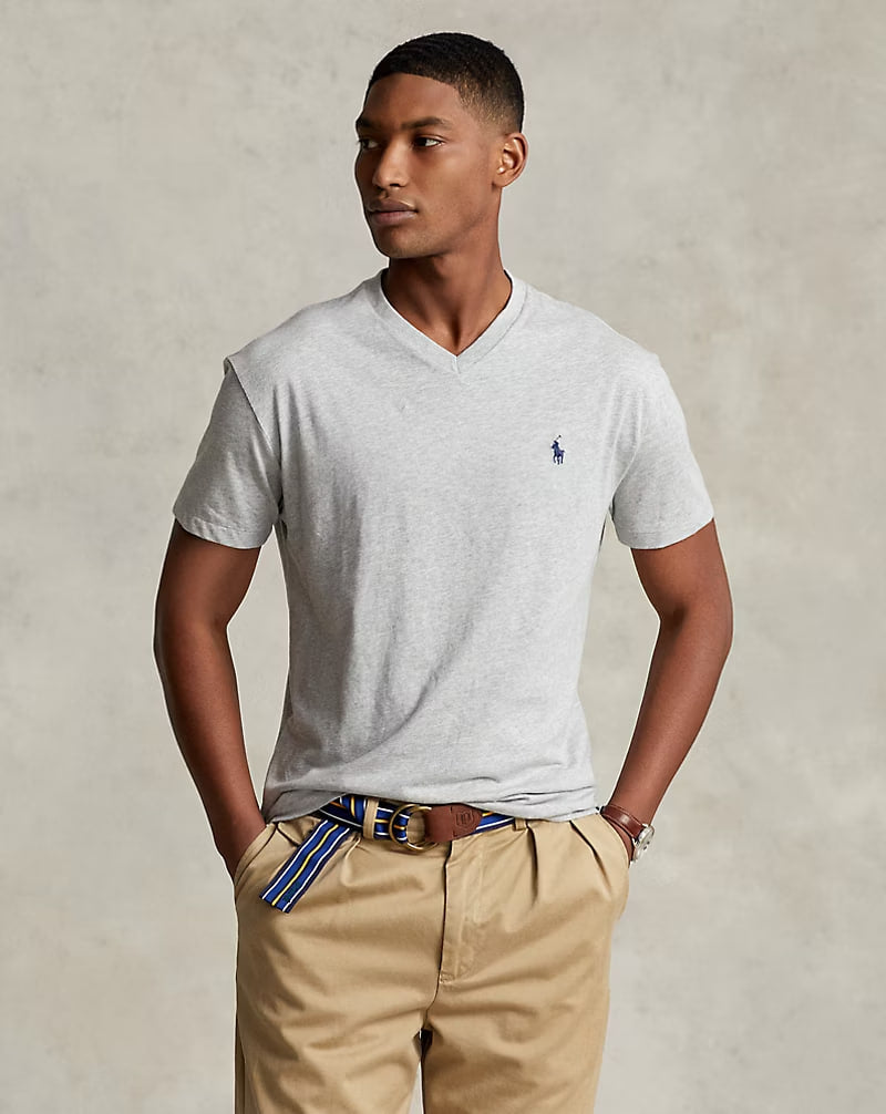 Classic Fit Jersey V-Neck T-Shirt - - Heather