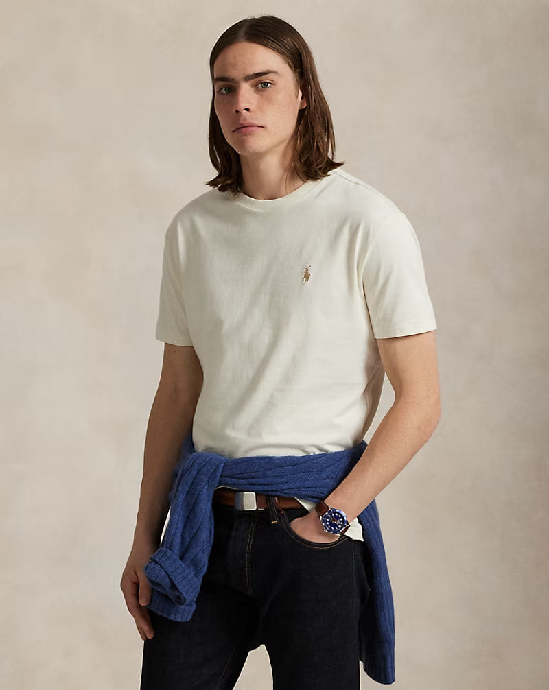 Jersey Crewneck T-Shirt - - cream