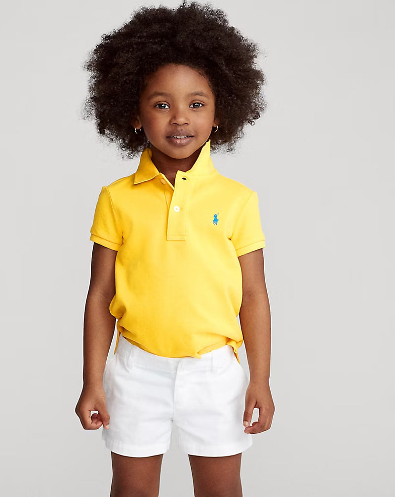 Cotton Mesh Polo Shirt 2-6 - - Yellow