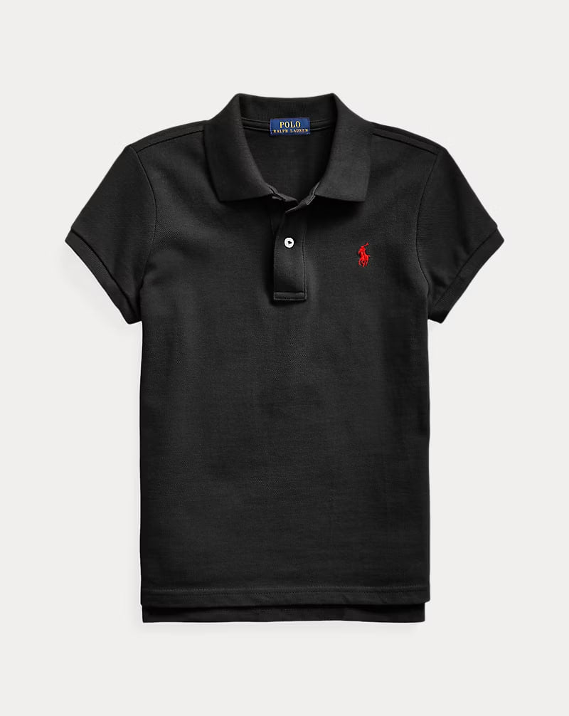 Cotton Mesh Polo Shirt 7-16 - - Black