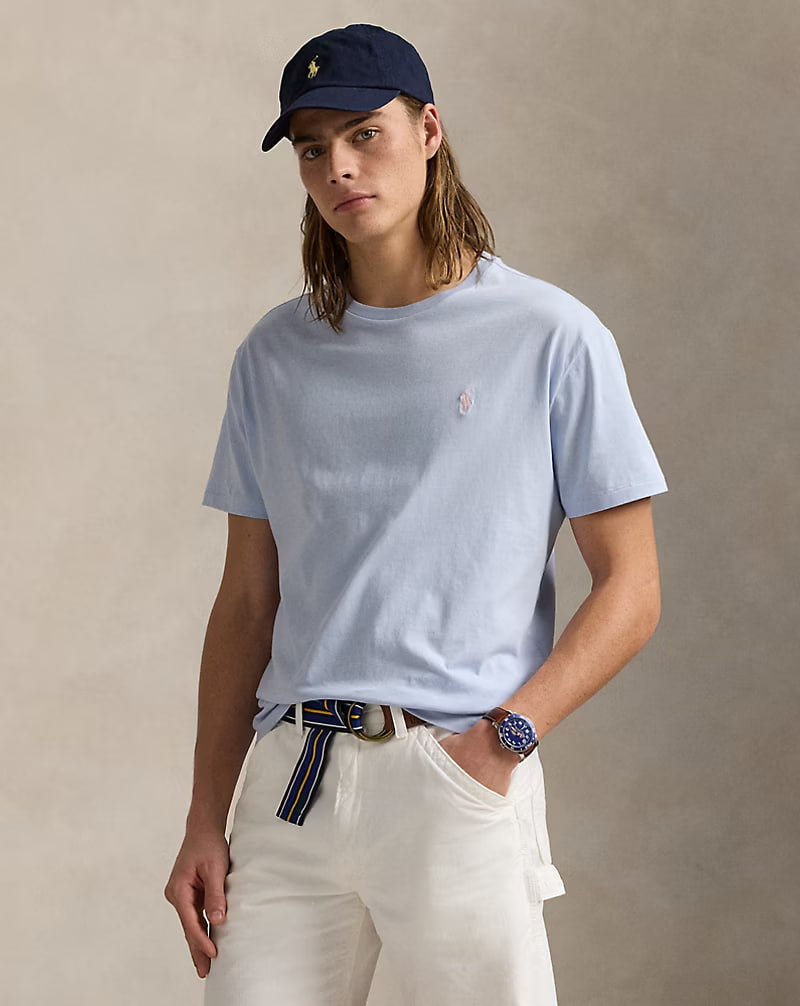 Jersey Crewneck T-Shirt - - Cornflower Blue