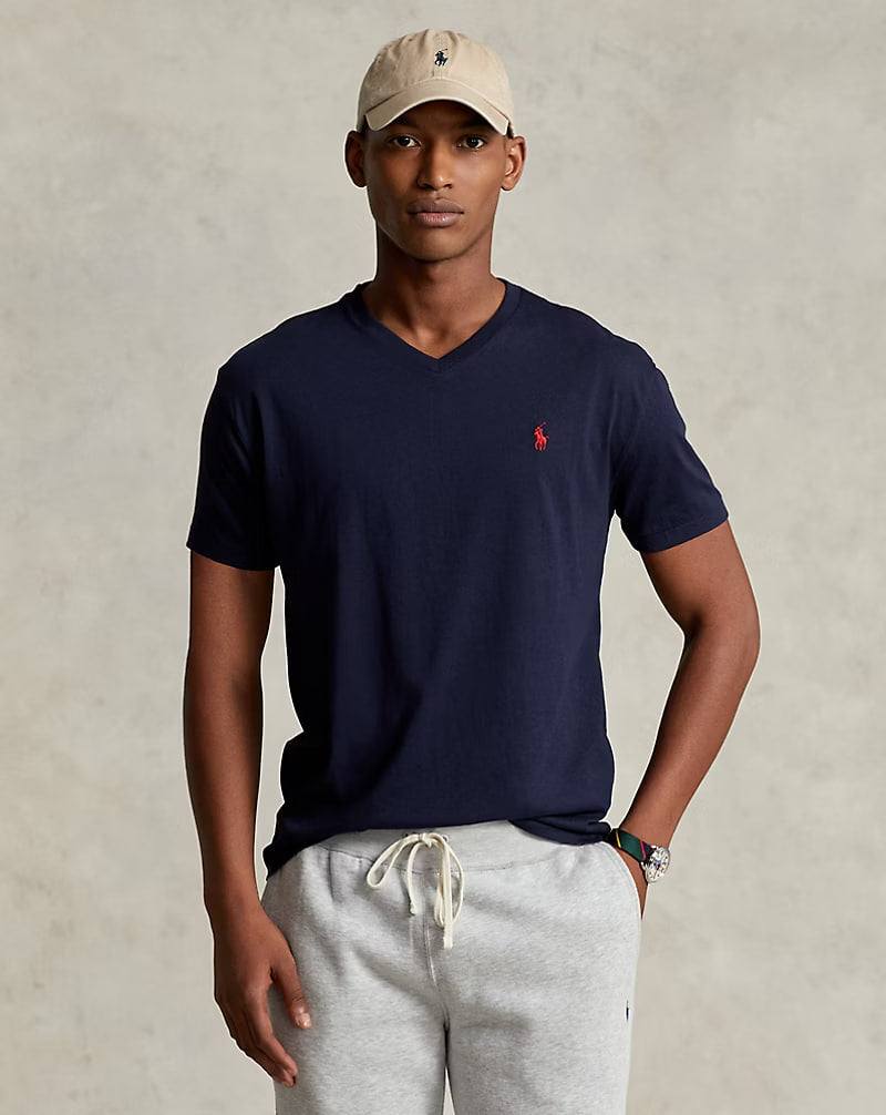 Classic Fit Jersey V-Neck T-Shirt - - Navy