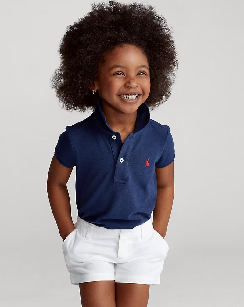 Cotton Mesh Polo Shirt 2-6 - - Navy