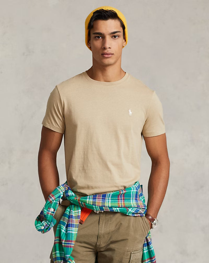 Jersey Crewneck T-Shirt - - Beige