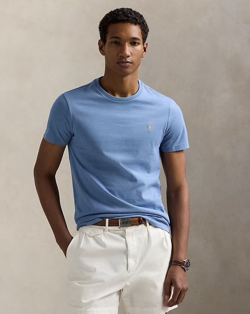 Jersey Crewneck T-Shirt - - Channel Blue