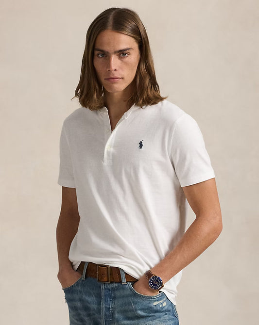 Slub Jersey Short-Sleeve Henley Shirt - - White