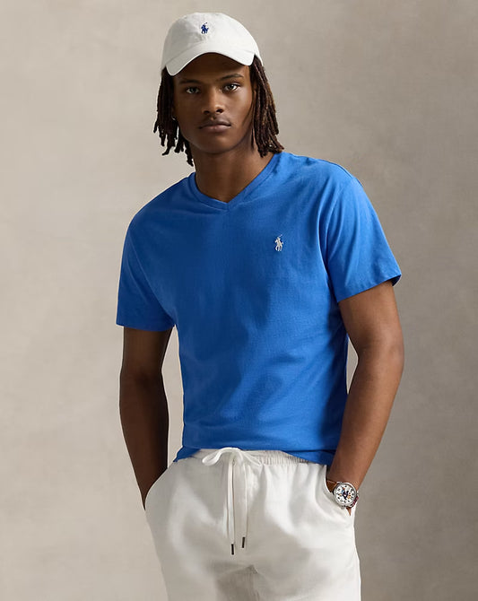 Classic Fit Jersey V-Neck T-Shirt - - Blue Orbit