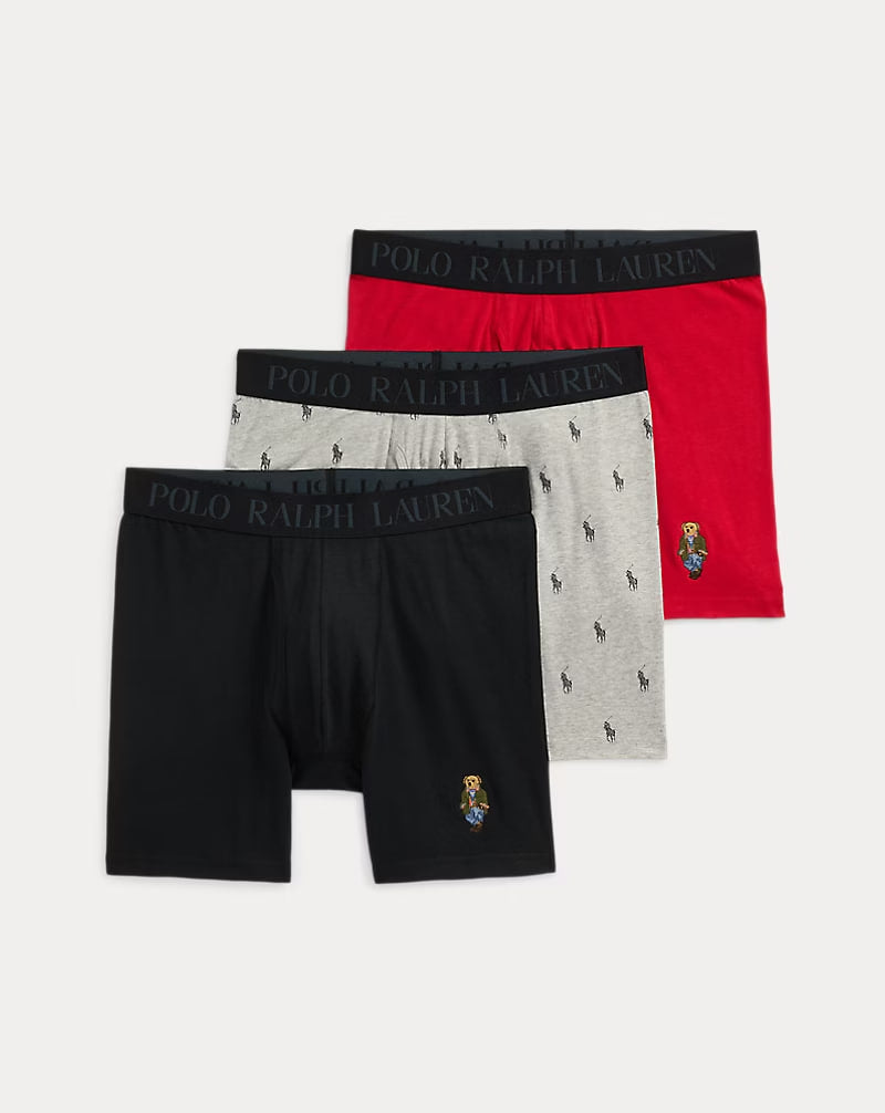 Stretch Cotton Boxer Brief 3-Pack - - Black