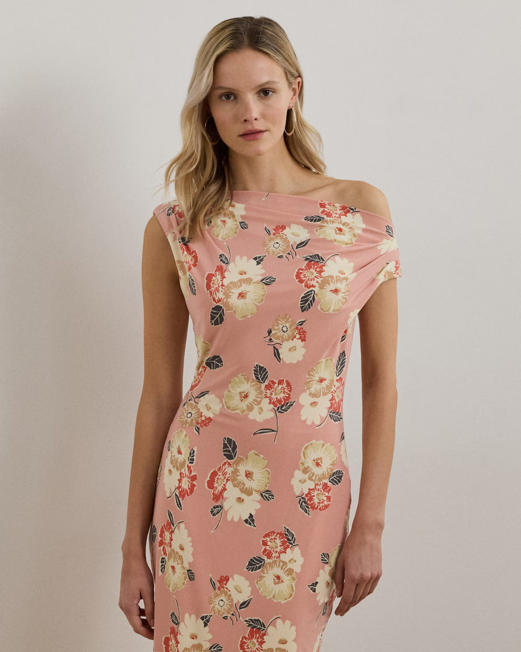 Floral Jersey Off-the-Shoulder Dress - - Floral