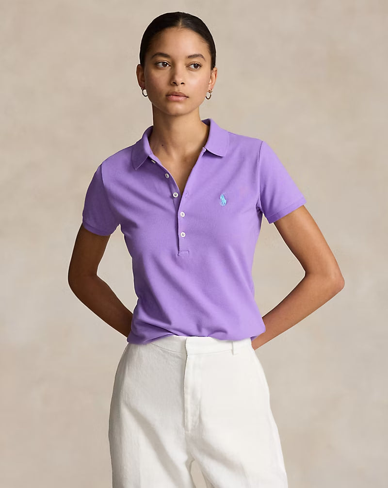 Slim Fit Stretch Polo Shirt - - Purple