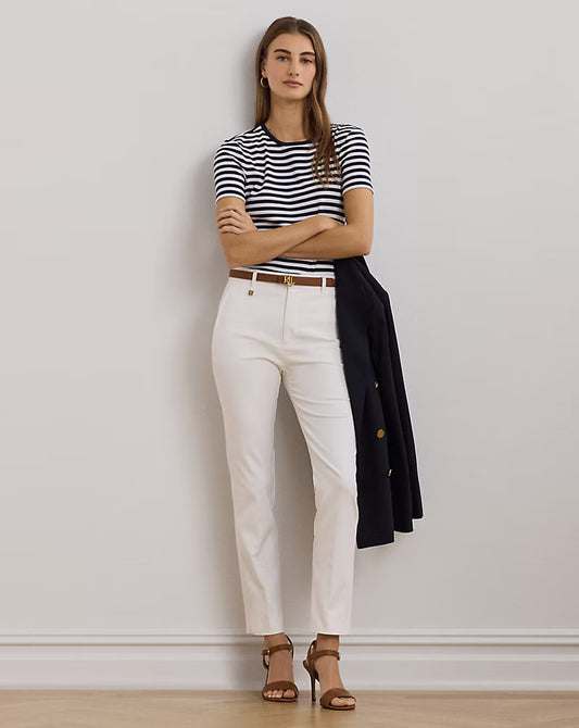 Stretch Cotton-Blend Pant - - White
