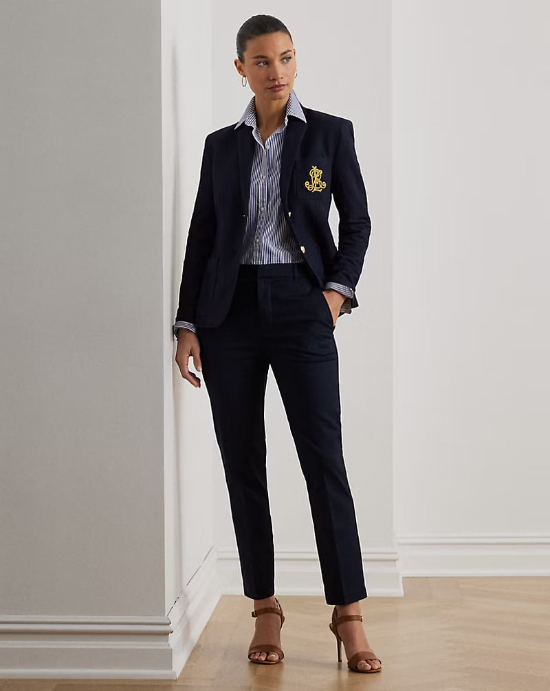 Double-Faced Stretch Cotton Pant - - Navy