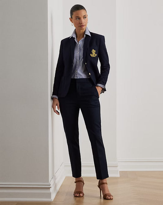 Double-Faced Stretch Cotton Pant - - Navy