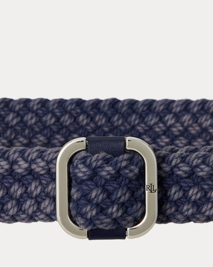 Slide-Buckle Woven Denim Belt - -