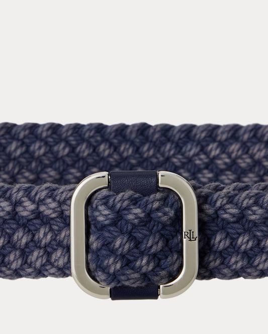 Slide-Buckle Woven Denim Belt - -