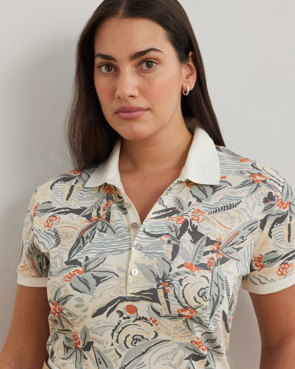 Print Stretch Piqué Polo Shirt - - Floral